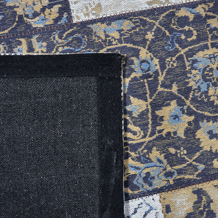 Patchwork vloerkleed - Delany Grijs/Blauw