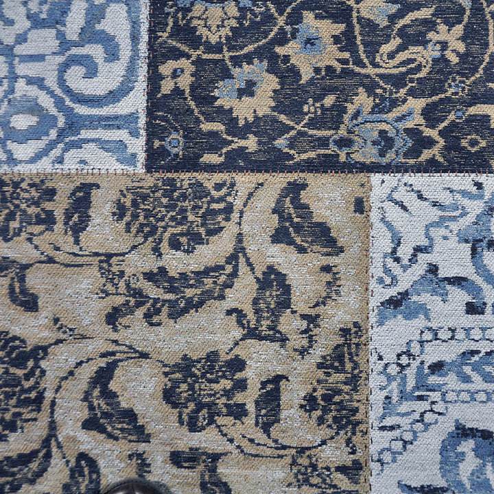 Patchwork vloerkleed - Delany Grijs/Blauw