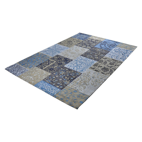Rebelle Patchwork vloerkleed - Delany Grijs Blauw