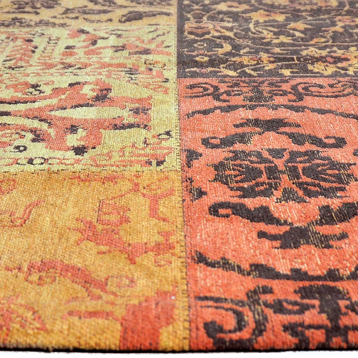 Patchwork vloerkleed - Delany Okergeel