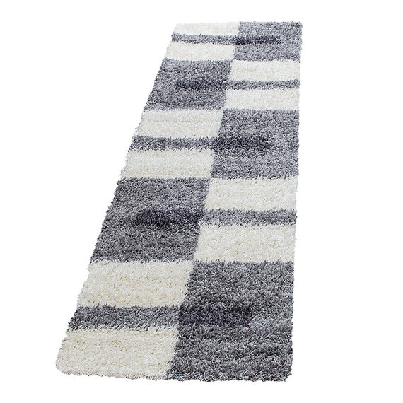 Adana Carpets Hoogpolige loper - Gala Licht Grijs