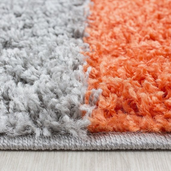 Adana Carpets Hoogpolige loper - Cube Terracotta