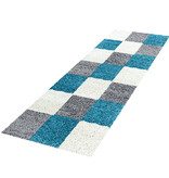 Adana Carpets Hoogpolige loper - Cube Turquoise