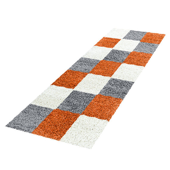 Adana Carpets Hoogpolige loper - Cube Terracotta