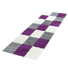 Adana Carpets Hoogpolige loper - Cube Paars