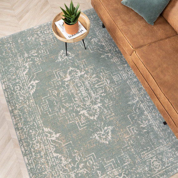 FRAAI Vintage vloerkleed – Spring Ethnic Groen Creme