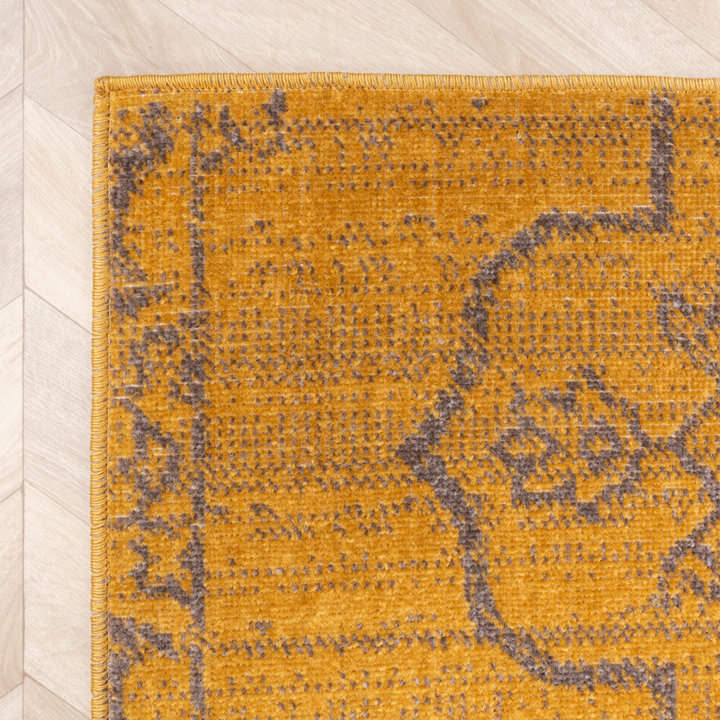 Patchwork vloerkleed - Spring Okergeel/Taupe