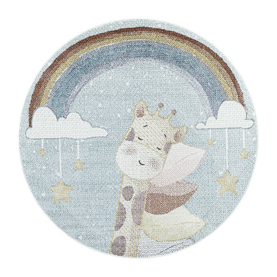 Adana Carpets Rond kindervloerkleed - Lucy Giraffe Blauw