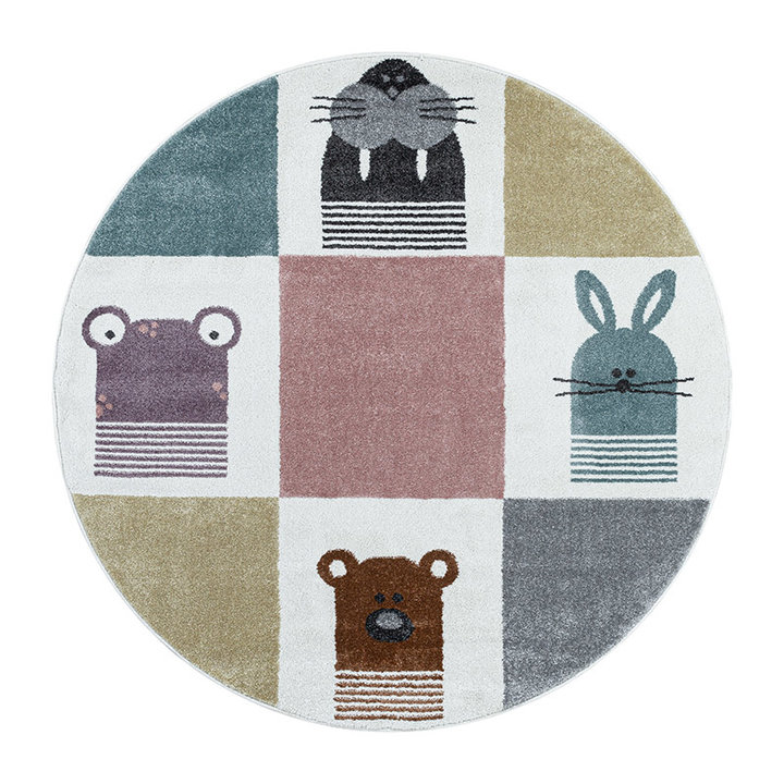 Rond kindervloerkleed - Fleurtje Dieren Multicolor