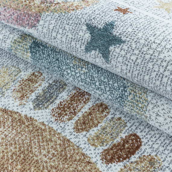 Adana Carpets Rond kindervloerkleed - Fleurtje Planeten Wit