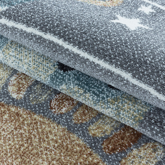 Adana Carpets Rond kindervloerkleed - Fleurtje Planeten Grijs