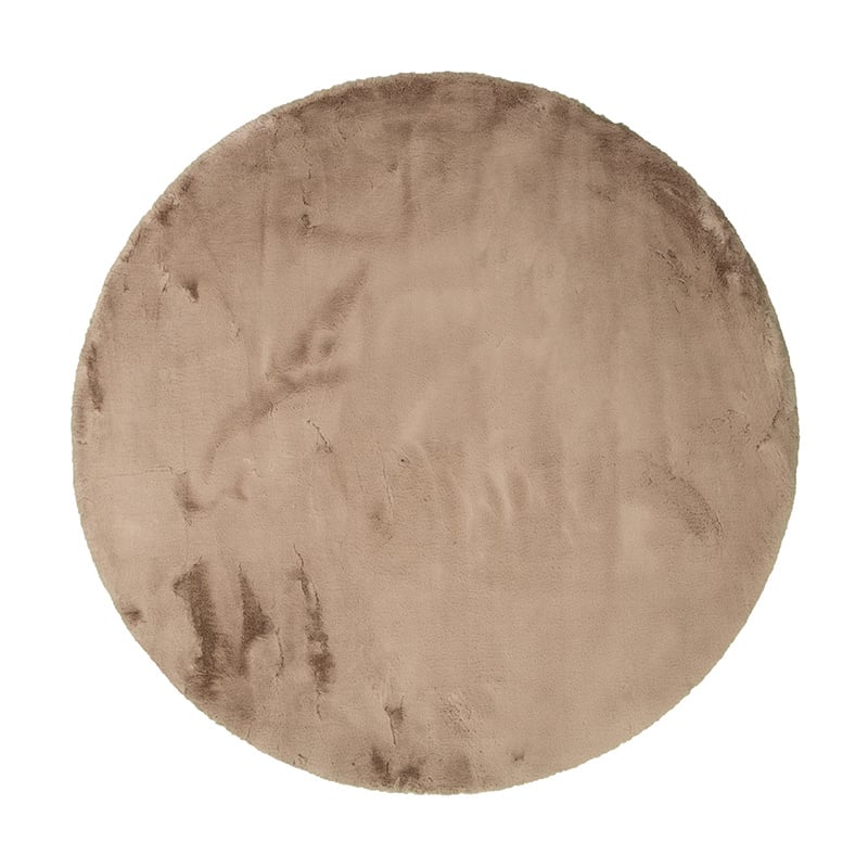Rond Hoogpolig vloerkleed - Comfy Supreme Taupe - sfeer