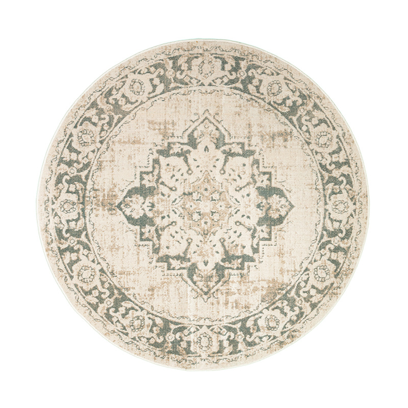 Rond vintage vloerkleed - Spring Medaillon Creme/Groen - sfeer