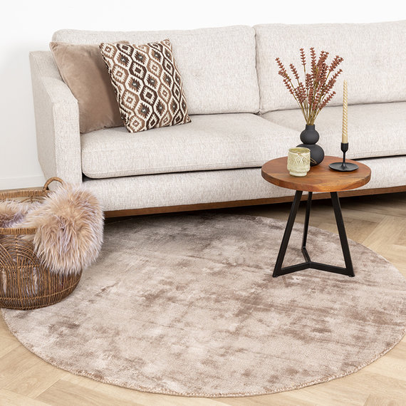 FRAAI Rond viscose vloerkleed - Pearl Taupe