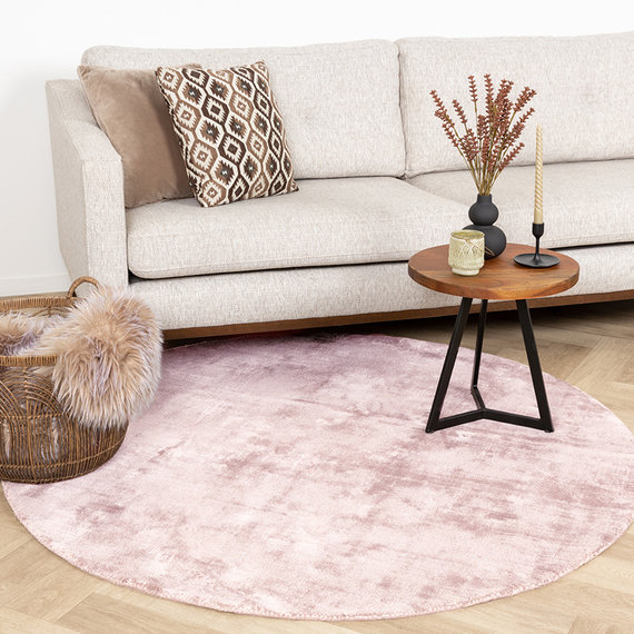 FRAAI Rond viscose vloerkleed - Pearl Lichtroze