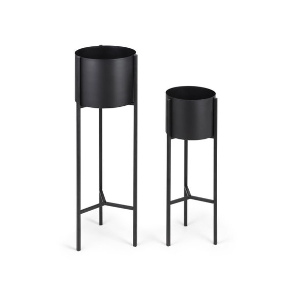 Lifa Living Metalen Plantenbak op Voet - Lily Zwart 2/set