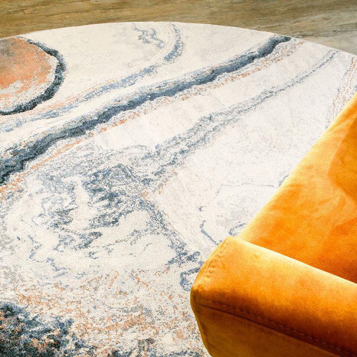 Rond modern vloerkleed - Aspen Blauw 8656