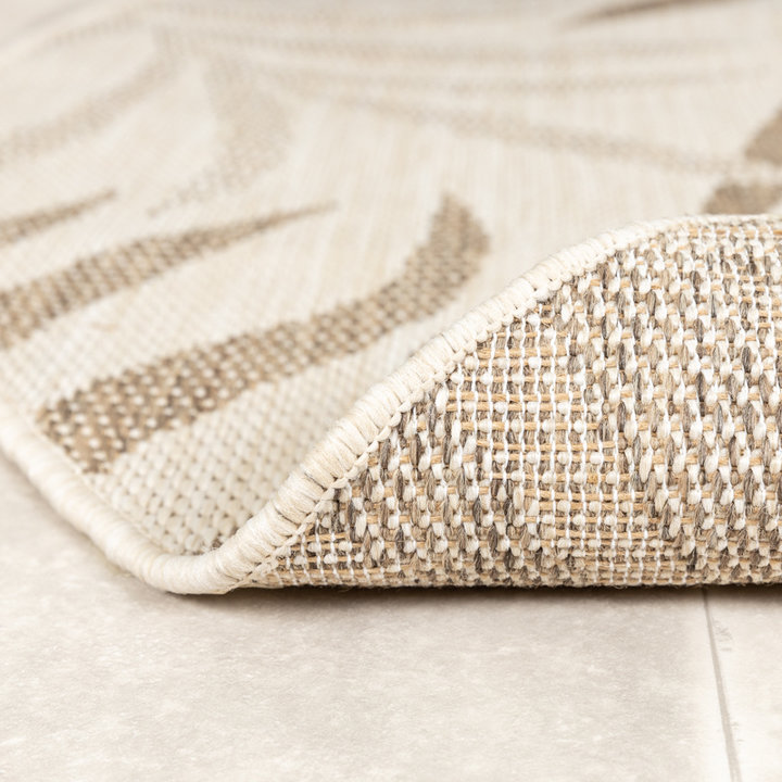 Dywan zewnętrzny okrągły - Nomad Leaves Kremowy