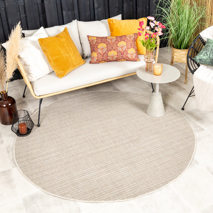 Rond jute buitenkleed - Nomad Melange Creme