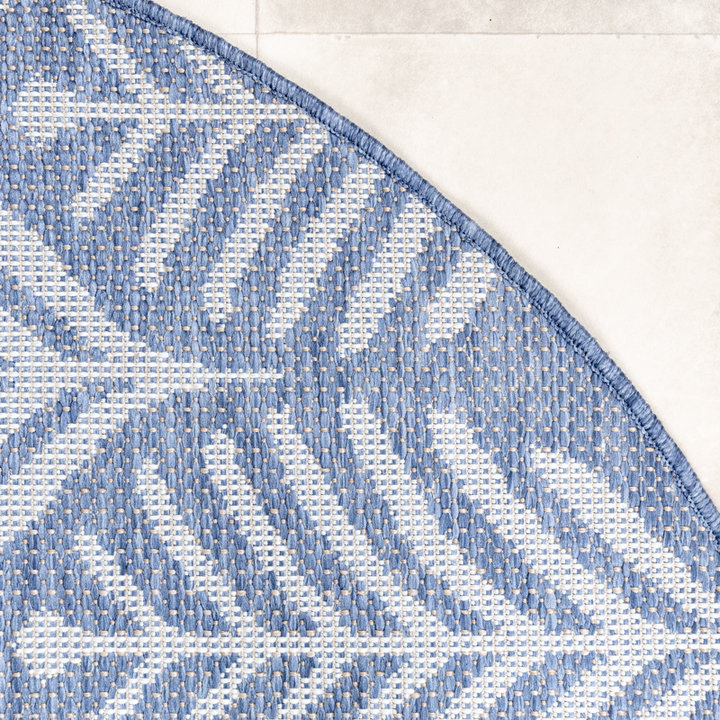 Rond buitenkleed - Summer Leaves Blauw