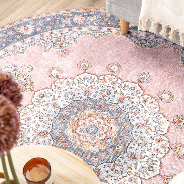 Dywan okrągły vintage - Lily Medallion Różowy