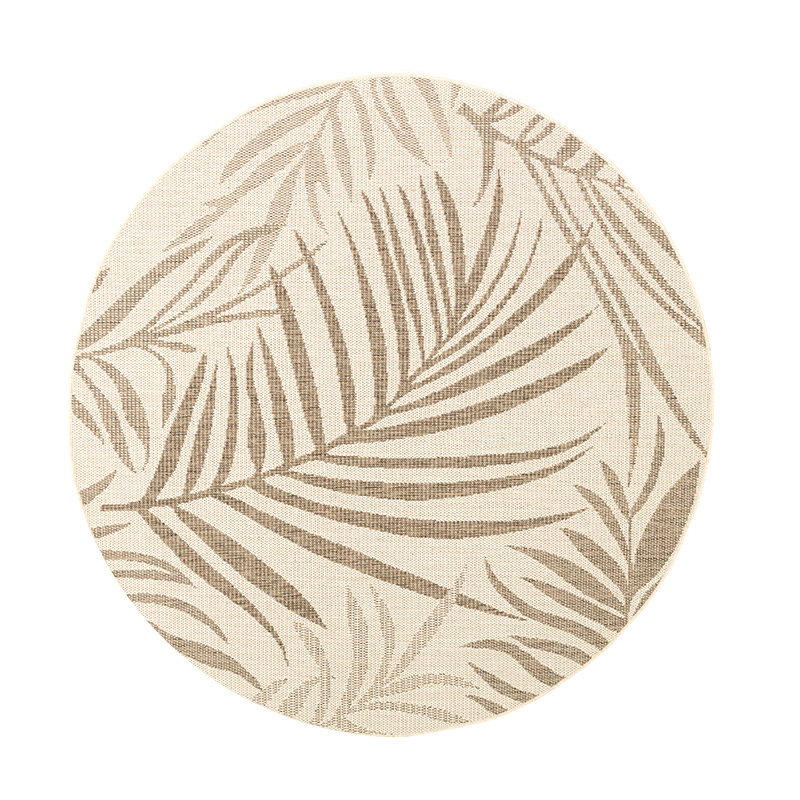 Rond jute buitenkleed - Nomad Leaves Creme - sfeer
