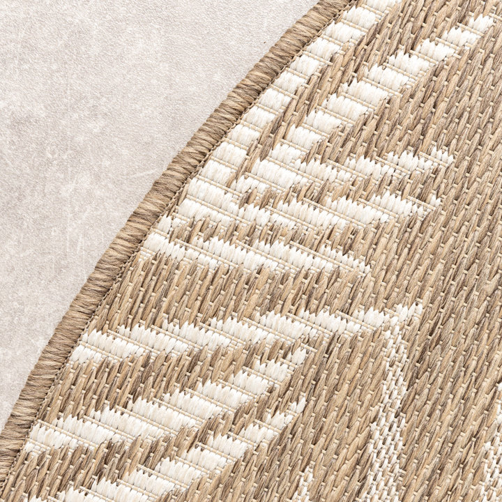 Dywan zewnętrzny okrągły - Malta Leaves Naturalny