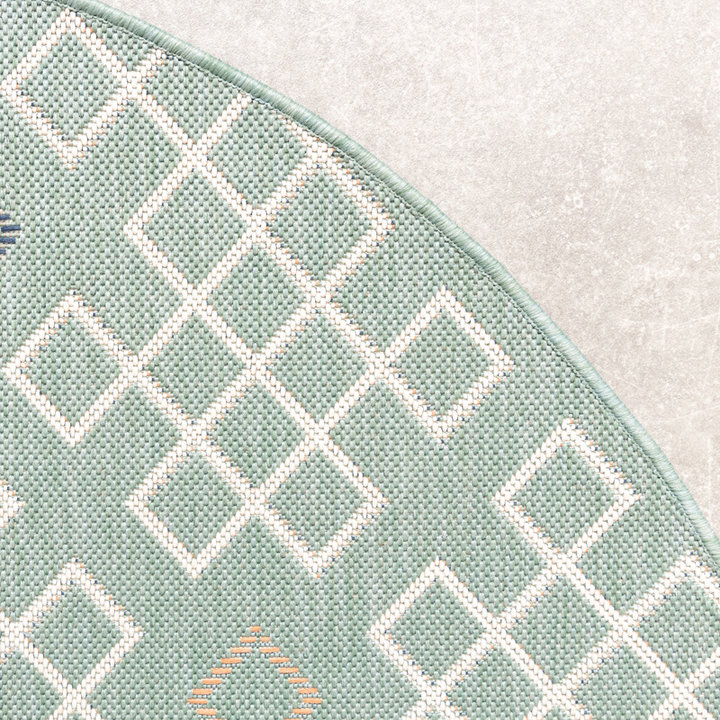 Rond modern buitenkleed - Playa Geo Groen