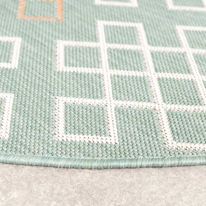 Rond modern buitenkleed - Playa Geo Groen