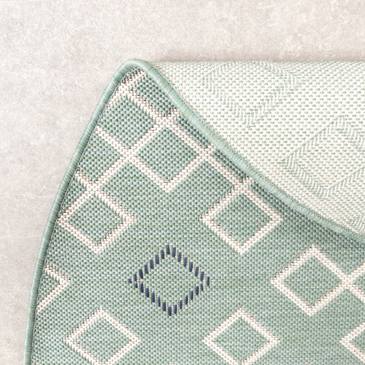 Rond modern buitenkleed - Playa Geo Groen