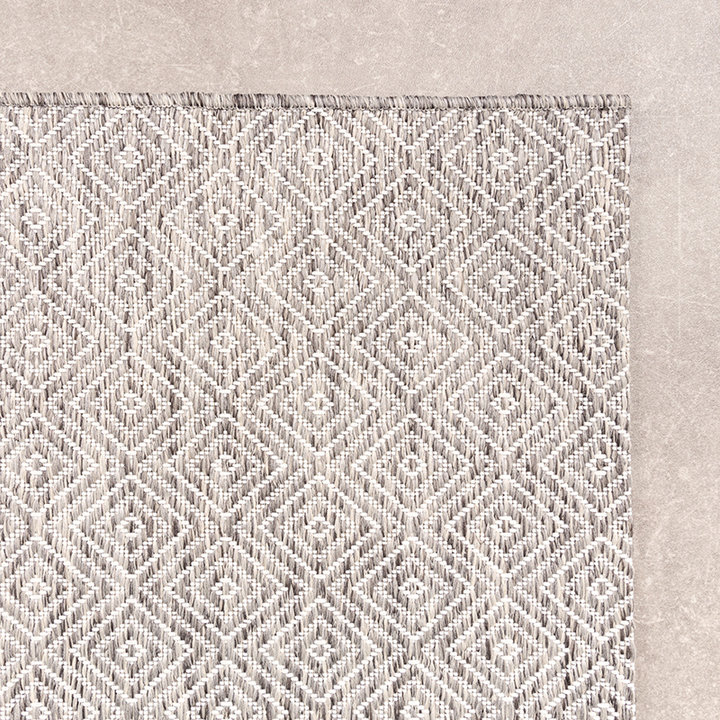 Vierkant Buitenkleed - Summer Tile Lichtgrijs