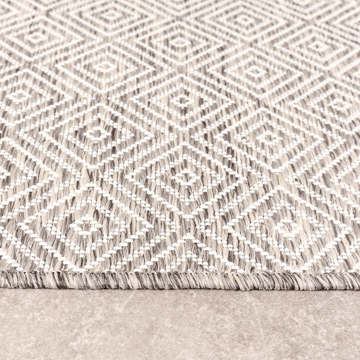 Vierkant Buitenkleed - Summer Tile Lichtgrijs