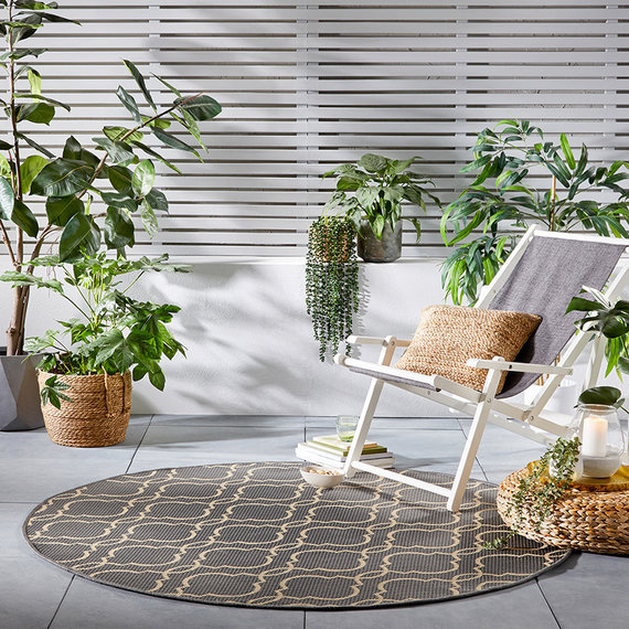 AIRO Rugs Rond buitenkleed - Floreno Milan Antraciet/Beige