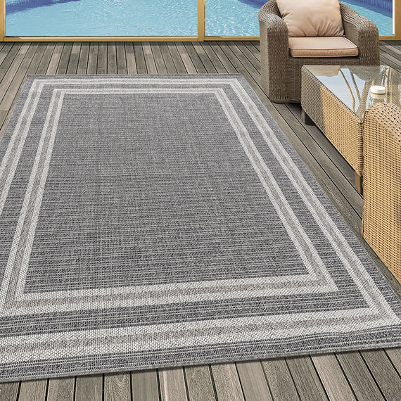 Adana Carpets Jute buitenkleed - Aruba Double-edge Grijs