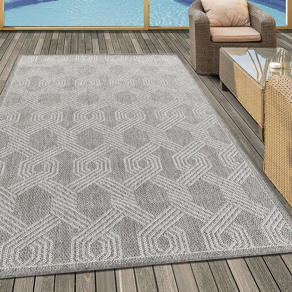 Adana Carpets Jute balkonkleed - Aruba Pattern Grijs