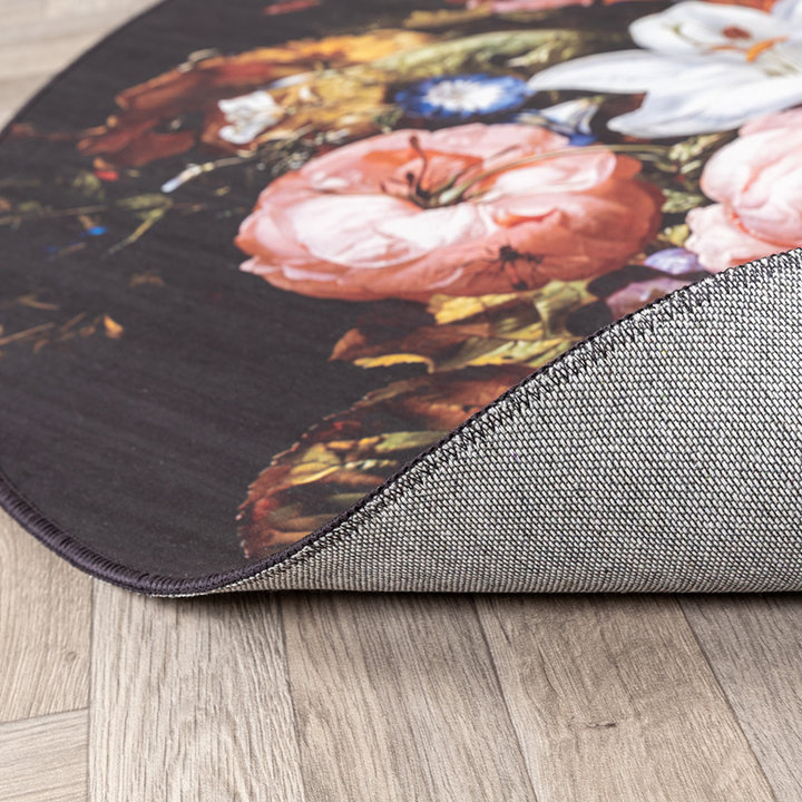 Rond Fluwelen Tapijt 80 Cm Zwart - Superzacht, Pluizig, Antislip Onderkant Voor Binnen