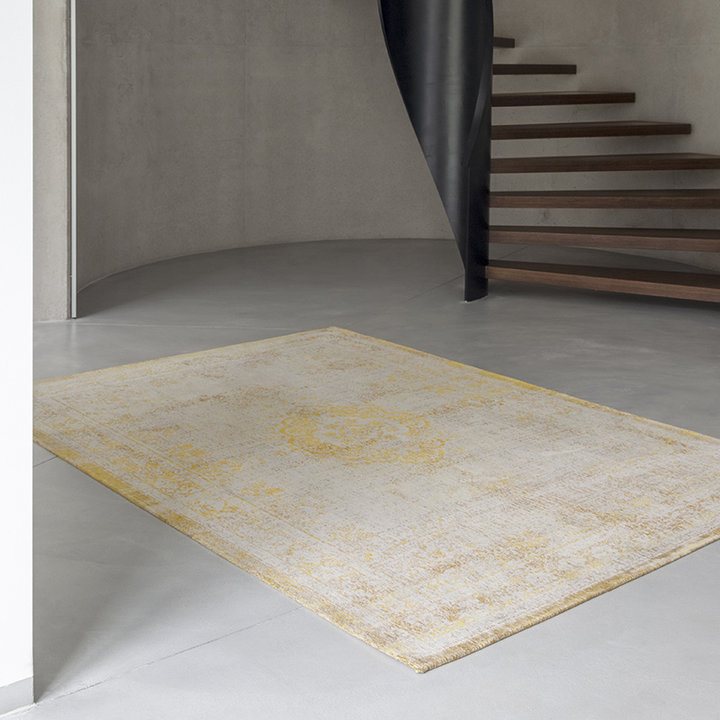 Vintage vloerkleed - Fading World Medaillon Geel 9062