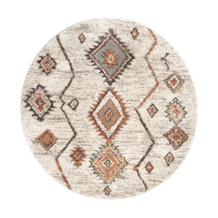 Rond hoogpolig vloerkleed - Blend Aztec Terra