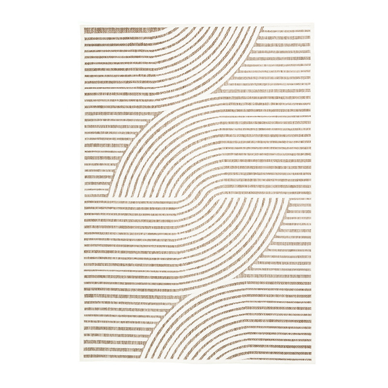 Modern binnen- en buitenkleed - Nori Curves Wit/Taupe - sfeer