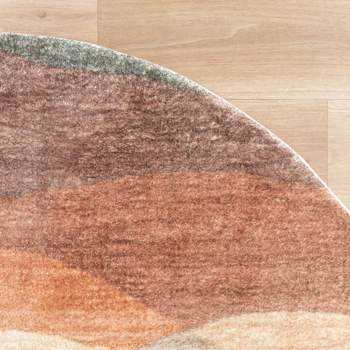 Rond modern vloerkleed - Field Terra Rood