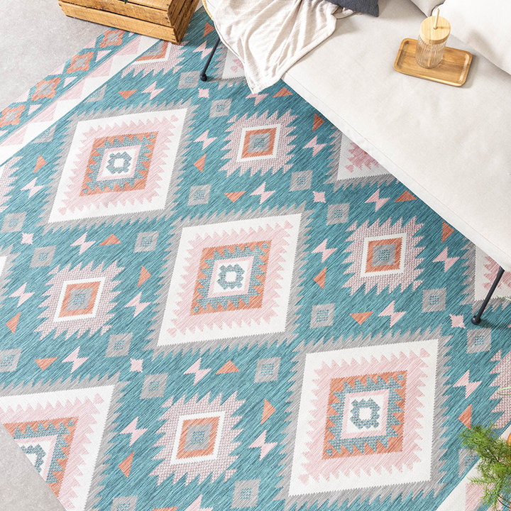 Dywan zewnętrzny boho - Vedra Aztec Niebieski