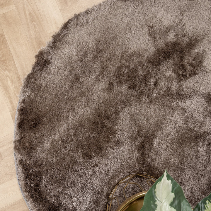 Dywan okrągły z długim włosiem - Glorious Srebrny/Szary