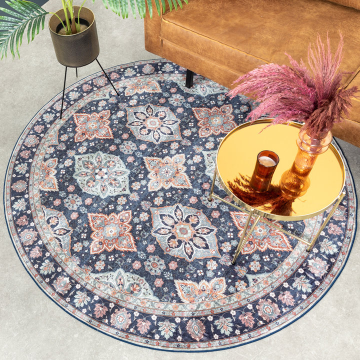 Rond vintage vloerkleed - Imagine Oriental Blauw