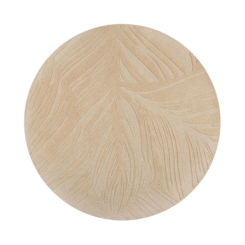 Rond modern vloerkleed - Solacio Leaves Beige - sfeer
