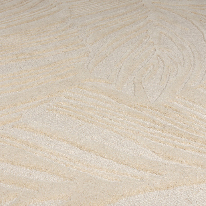 Rond modern vloerkleed - Solacio Leaves Beige