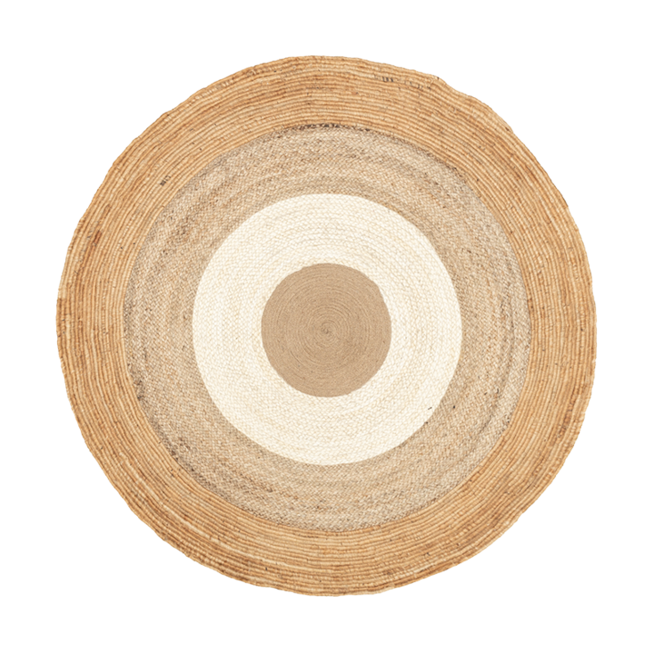 Rond Jute vloerkleed - Mirai Border Wit/Naturel