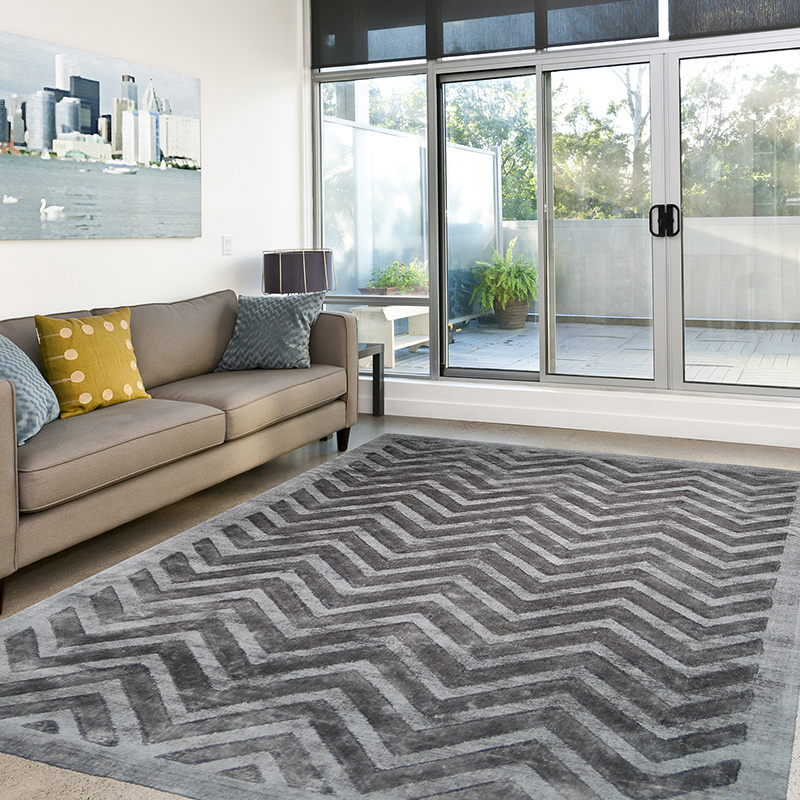 Viscose vloerkleed - Lev Waves Antraciet