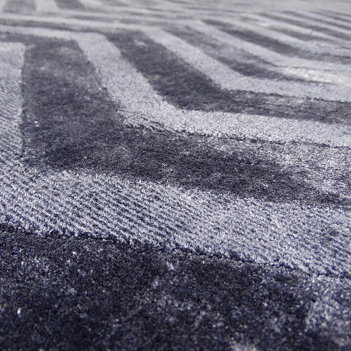 Viscose vloerkleed - Lev Waves Donkerblauw 