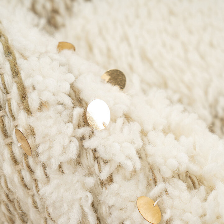 Bohemian vloerkleed - Basai Fringe 425 Creme/Groen