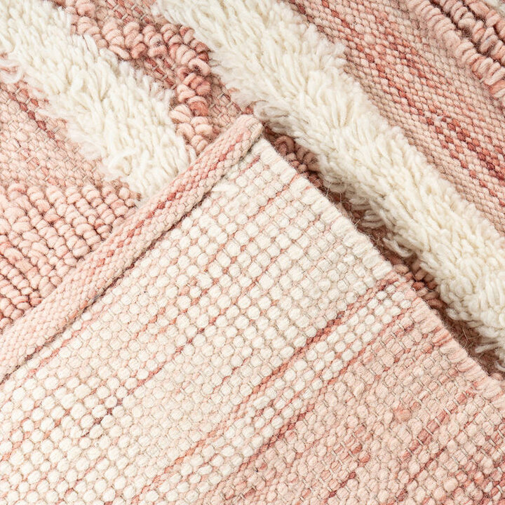 Vierkant bohemian vloerkleed - Basai 225 Roze/Creme